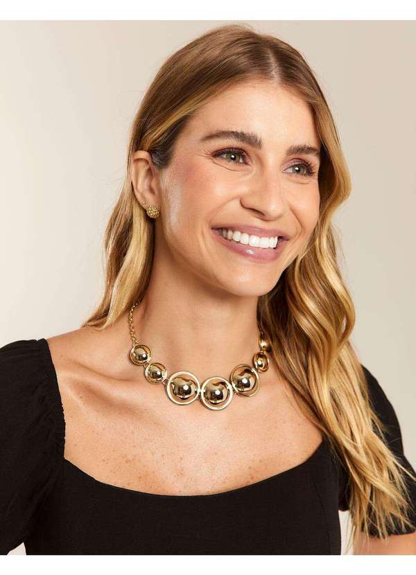 Zinzane - Colar Meia Bola - Dourado Dourado