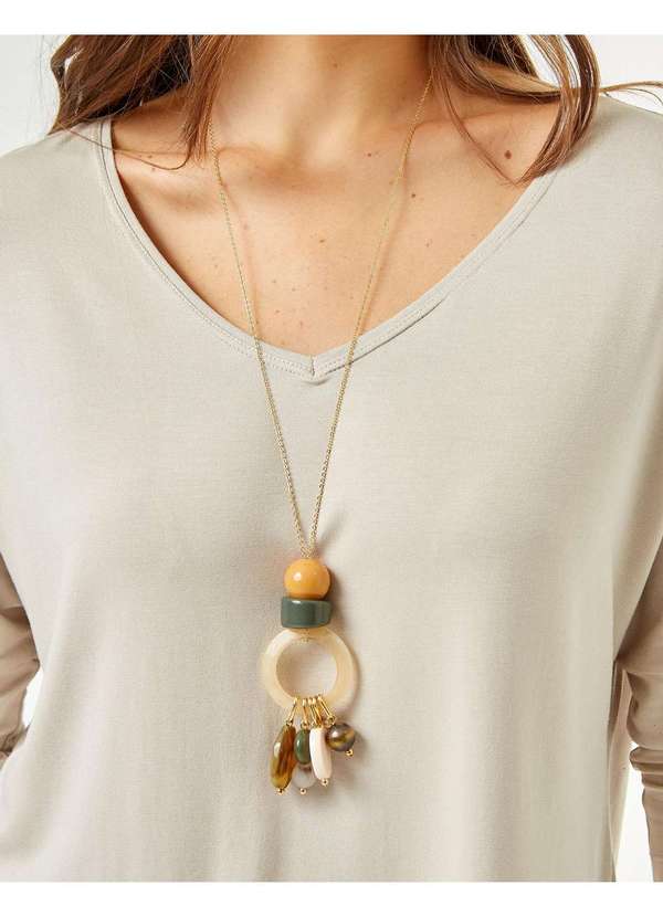 Zinzane - Colar Zinzane Feminino Babicacho Resina - Dourado Dourado 2