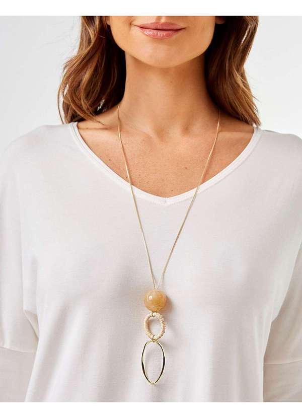 Zinzane - Colar Zinzane Feminino Detalhe Palha - Dourado Dourado
