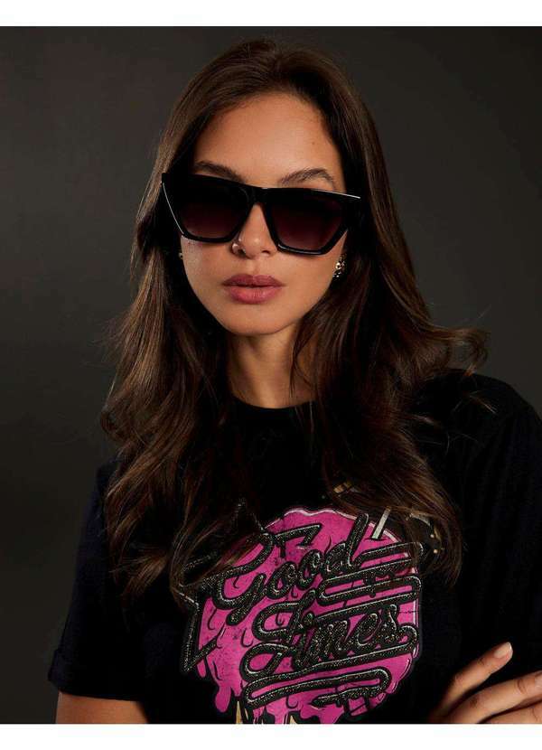 Zinzane - Oculos de Sol Zinzane Feminino Quadrado Gatinho - Preto Preto