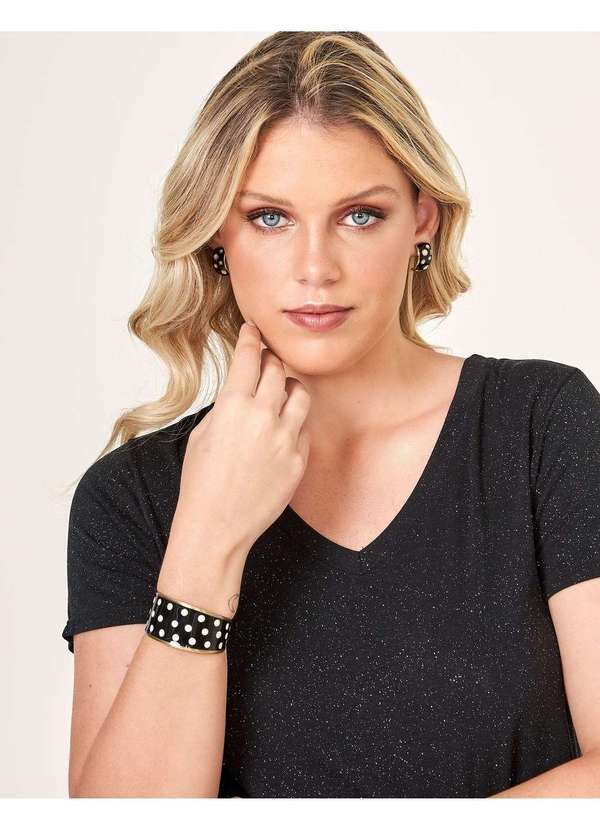 Zinzane - Bracelete Zinzane Feminino Poa Esmaltado Preto