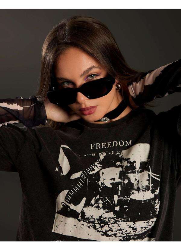 Zinzane - Oculos de Sol Zinzane Feminino Retangular - Preto Preto