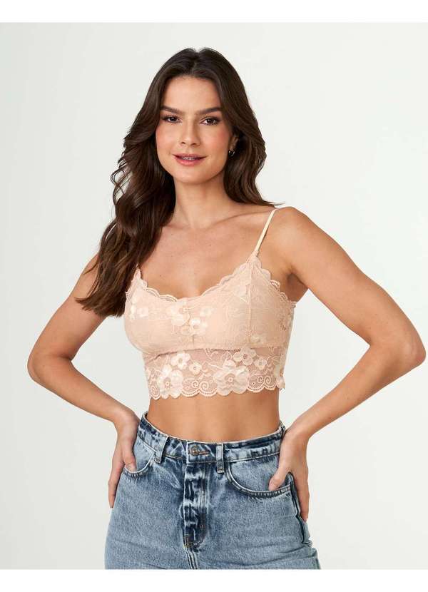 Zinzane - Top Zinzane Feminino Renda Alca Rolote Bege 1