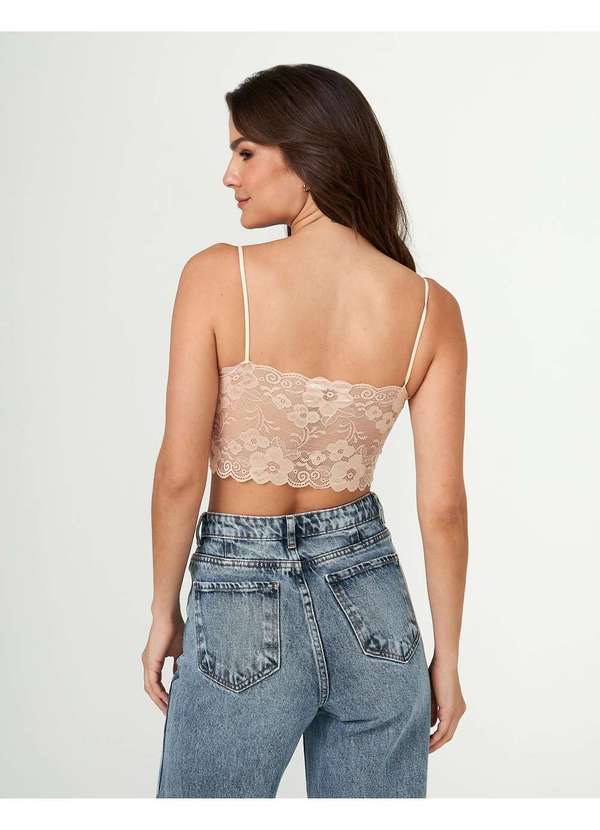 Zinzane - Top Zinzane Feminino Renda Alca Rolote Bege 3