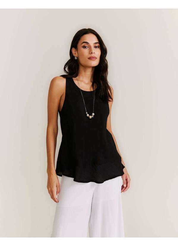 Zinzane - Blusa Enviesada Dupla - Preto Preto