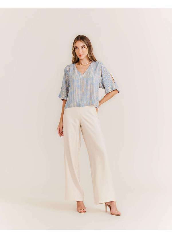 Zinzane - Blusa Estampada Textura Ice - Azul Ice Azul