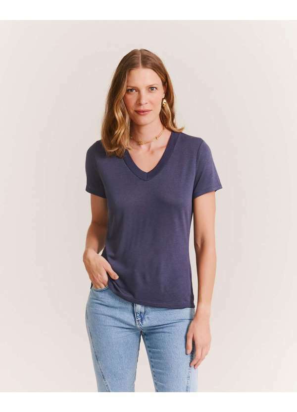 Zinzane - Blusa Gola V Larga - Azul Estelar Azul