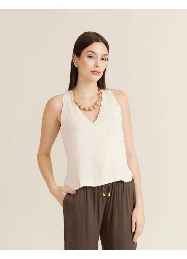 Zinzane - Blusa Manga 3/4 Elasticos - Off White Branco 4