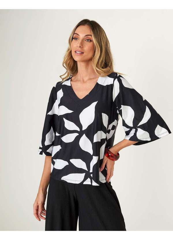 Zinzane - Blusa Zinzane Feminino Floral Pb Preto 2