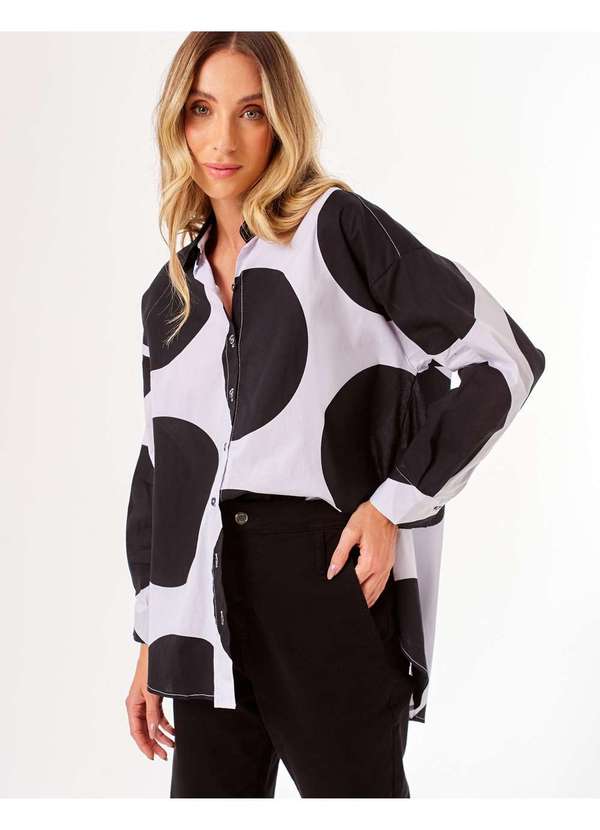 Zinzane - Camisa Zinzane Feminino Gabi Poa Oversized Branco