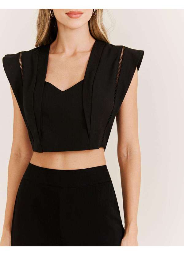 Zinzane - Cropped Detalhe Ombro - Preto Preto 3