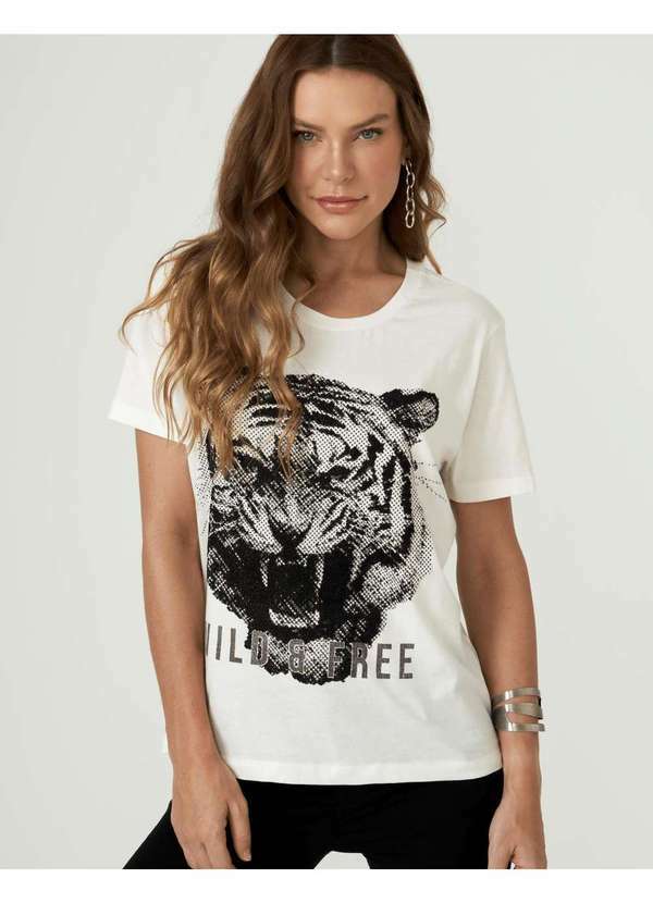 Zinzane - T-Shirt Zinzane Feminino Tigre Wild Free Branco