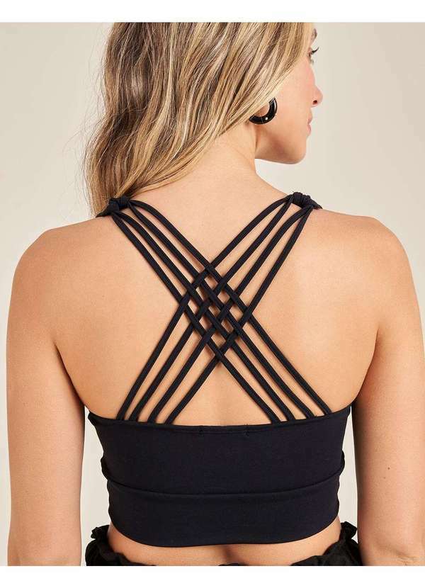 Zinzane - Top Poliamida Decote Costas Preto