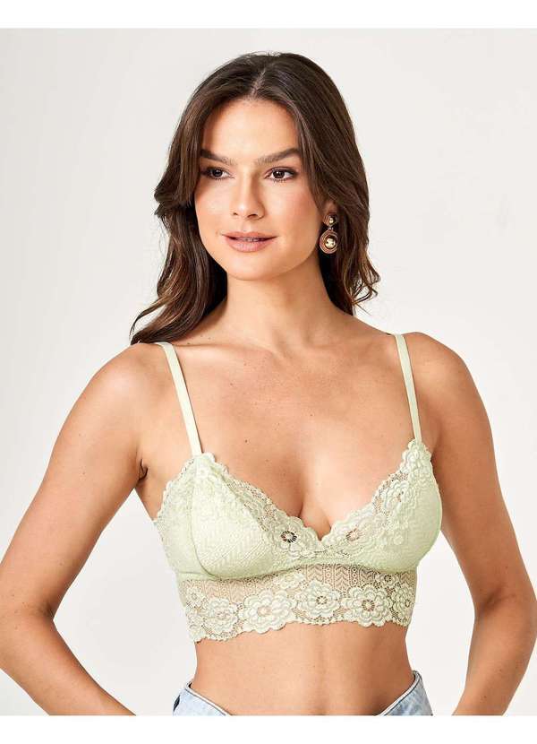 Zinzane - Top Zinzane Feminino Triangulo Renda Verde