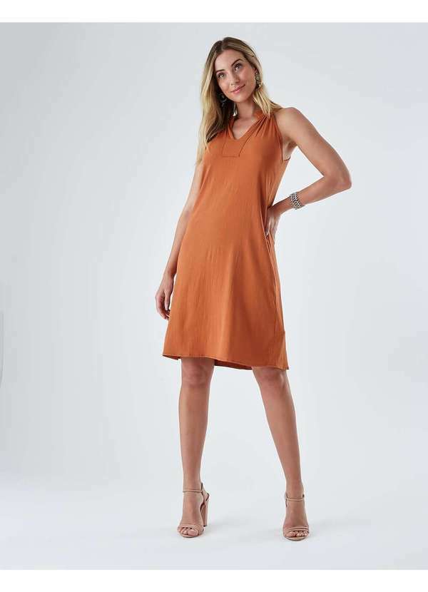 Zinzane - Vestido Zinzane Feminino Decote Dubai Laranja