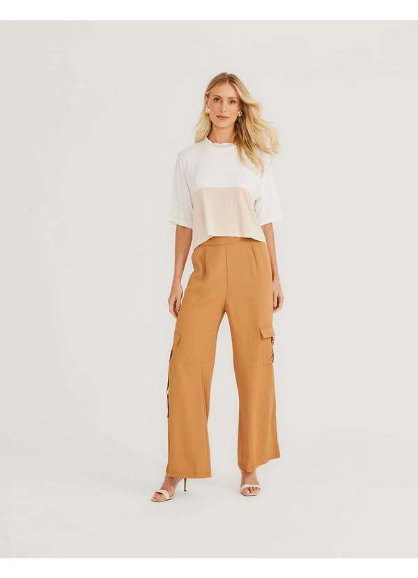 Zinzane - Calca Cargo Bolsos Laterais - Caramelo Marrom