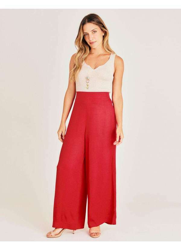 Zinzane - Calca Pantalona Cos Reto - Vermelho Vermelho