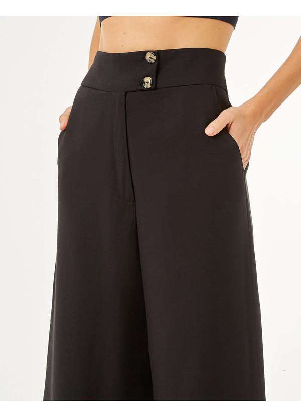 Zinzane - Calca Zinzane Feminino Pantacourt Detalhe Transpasse - Preto Preto