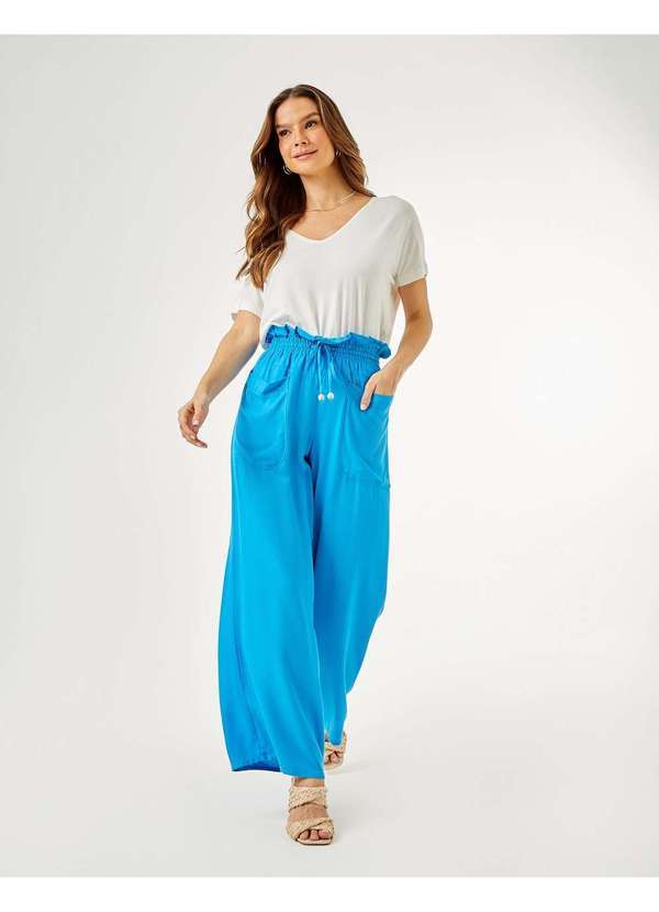 Zinzane - Calca Zinzane Feminino Reta Bolso Quadrado - Azul Azul