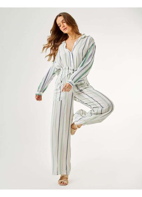 Zinzane - Calca Zinzane Feminino Stripe Lurex - Off White Branco