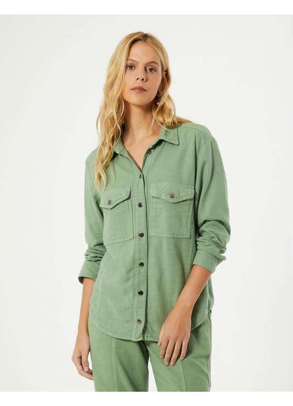 Zinzane - Camisa Bolsos Botoes - Verde Amsterda Verde