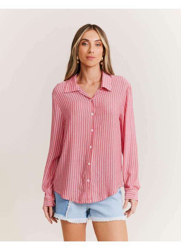 Zinzane - Camisa Listrada Gola - Vermelho Vermelho