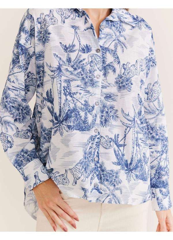 Zinzane - Camisa Oversized Estampada Marie - Off White Branco 2