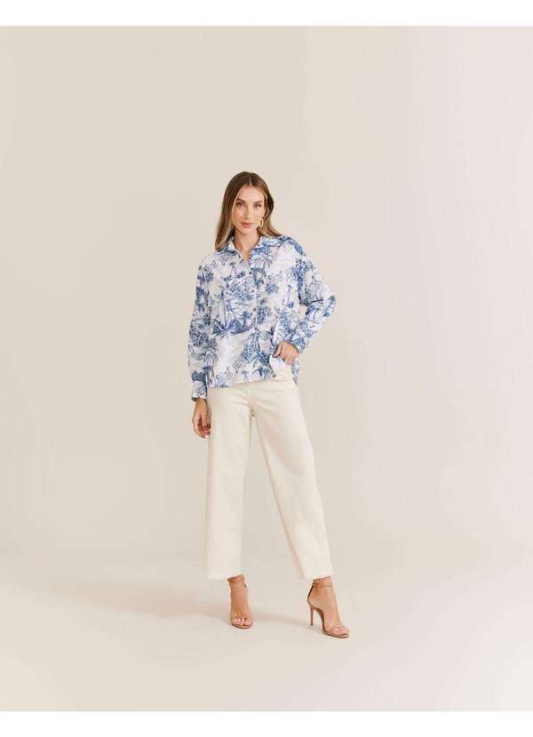 Zinzane - Camisa Oversized Estampada Marie - Off White Branco 4