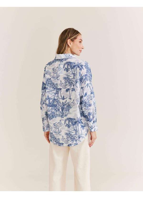 Zinzane - Camisa Oversized Estampada Marie - Off White Branco 5