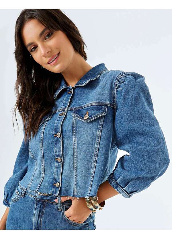 Zinzane - Jaqueta Zinzane Feminino Denim Manga Bufante - Denim Azul