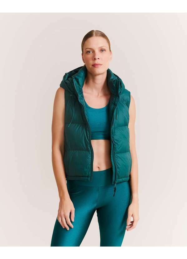 Zinzane - Colete Puffer Capuz - Verde Verde