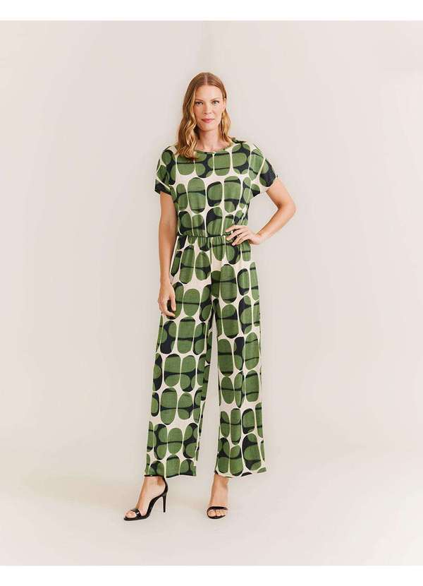 Zinzane - Macacao Amplo Estampado Pastilhas - Areia Bege