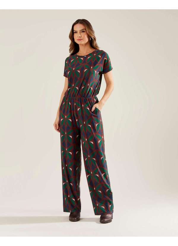 Zinzane - Macacao Zinzane Feminino Pantalona Estampado Vitral Azul