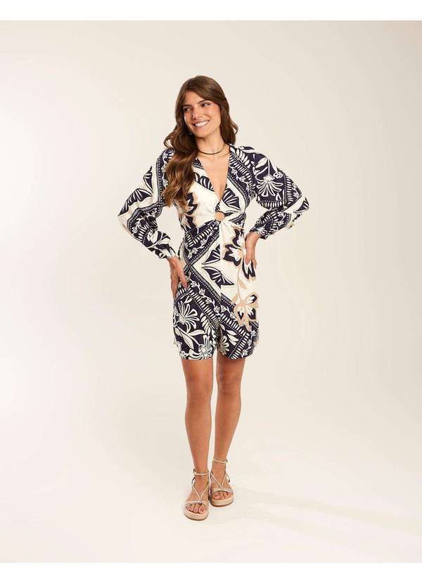 Zinzane - Macaquinho Zinzane Feminino Estampado Waleska - Off White Branco