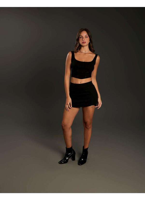 Zinzane - Mini Saia Zinzane Feminino Crepe - Preto Preto