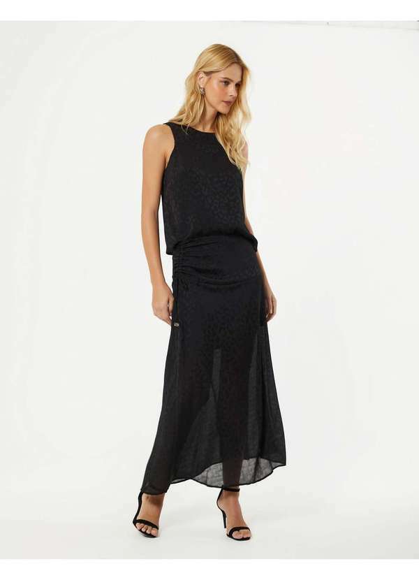 Zinzane - Saia Midi Crepe Queen - Preto Preto