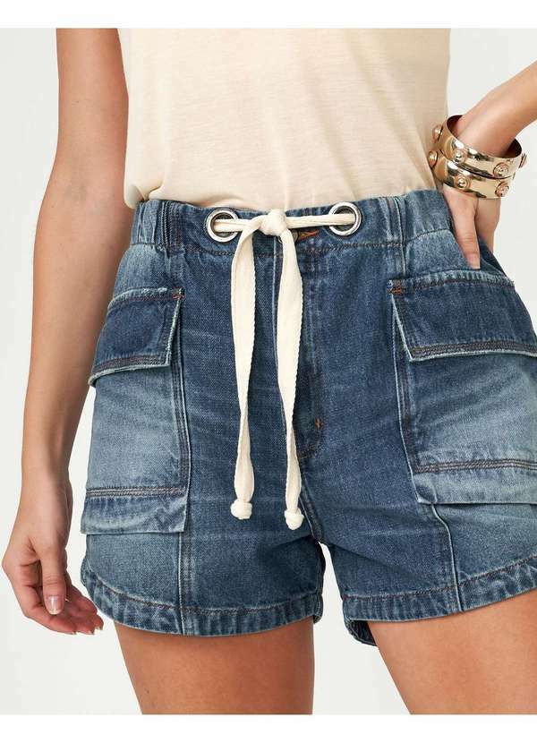 Zinzane - Bermuda Zinzane Feminino Denim Cargo Azul
