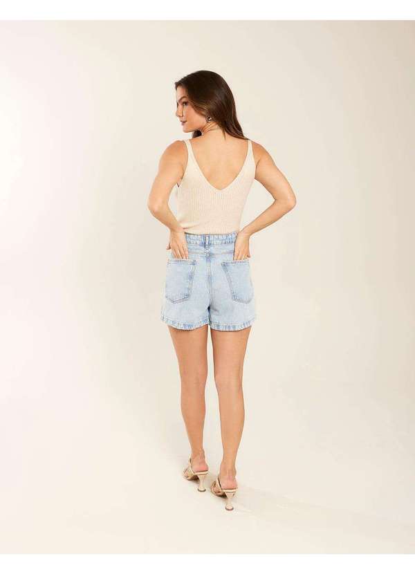 Zinzane - Short Zinzane Feminino Jeans Barra - Denim Claro Azul 4