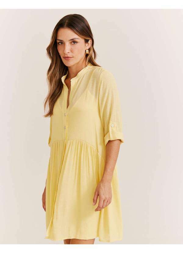 Zinzane - Chemise Curta Texturas - Amarelo Banana Amarelo
