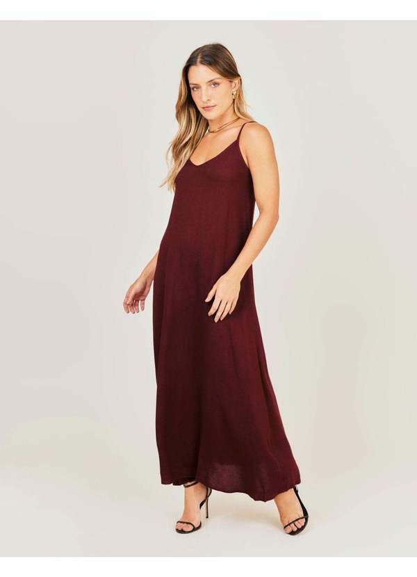 Zinzane - Vestido Amplo Amarracao Costas - Trufa Marrom