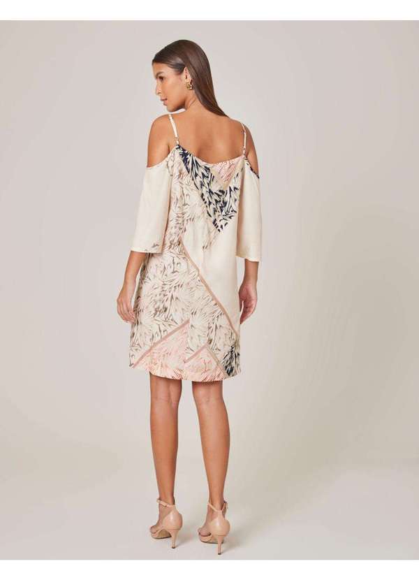 Zinzane - Vestido Curto Estampado Campelo - Areia Bege 2