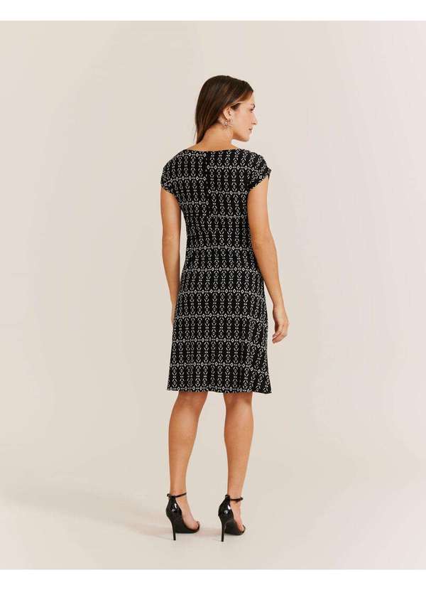 Zinzane - Vestido Curto Estampado Geometrico - Preto Preto 2