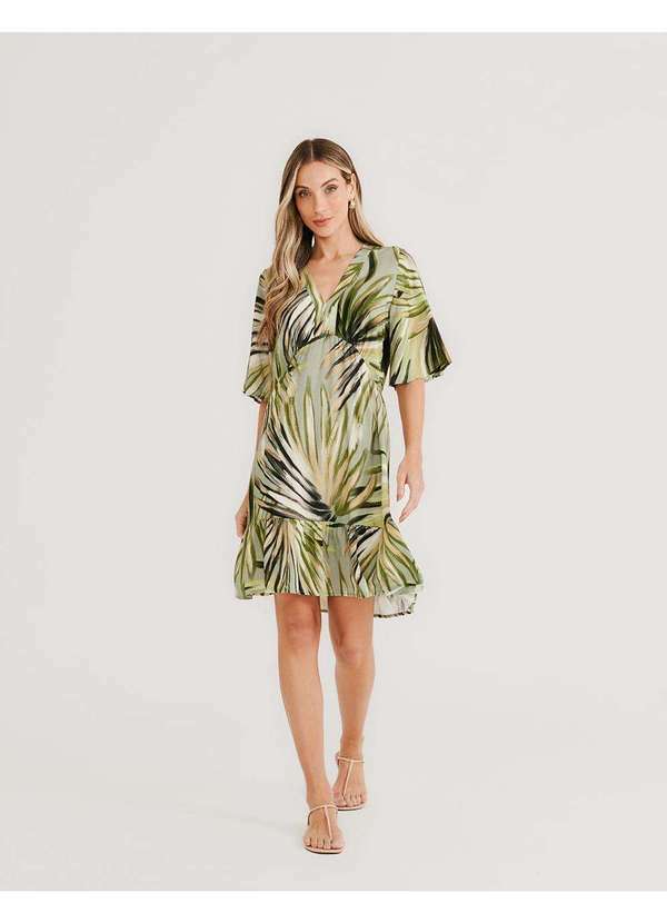 Zinzane - Vestido Curto Estampado Ortiz - Verde Verde