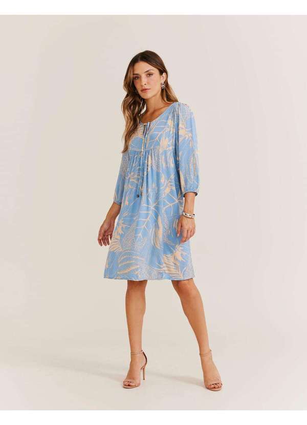 Zinzane - Vestido Curto Estampado Tropical Ice - Azul Azul