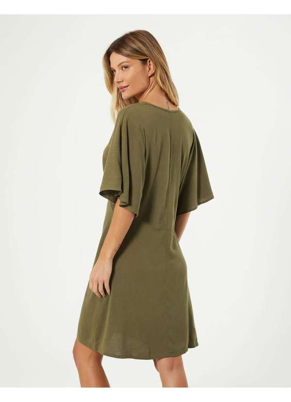 Zinzane - Vestido Curto Manga Ampla - Verde Oliva Verde 2