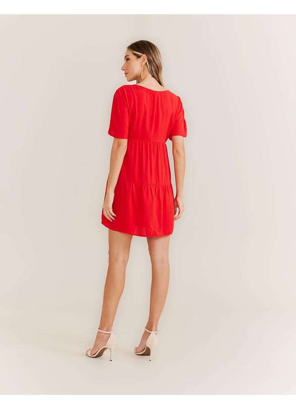 Zinzane - Vestido Curto Recortes Basic - Vermelho Vermelho 2