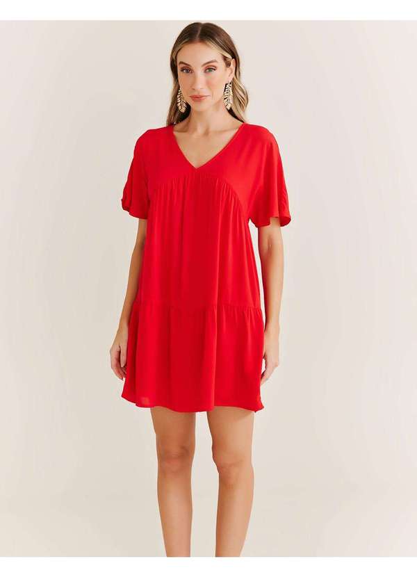 Zinzane - Vestido Curto Recortes Basic - Vermelho Vermelho 4
