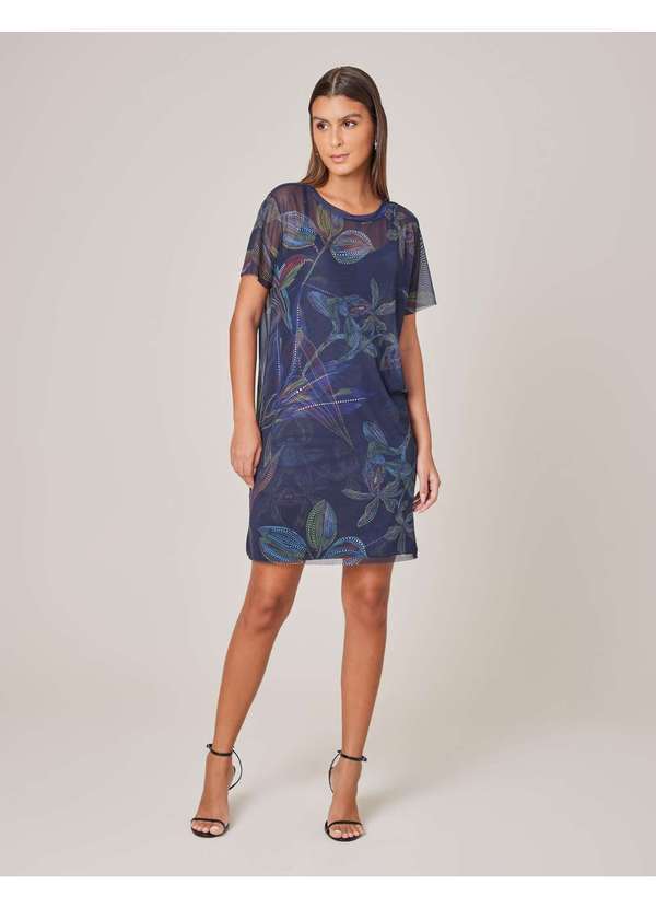 Zinzane - Vestido Curto Tule Est Isadora - Azul Marinho Azul
