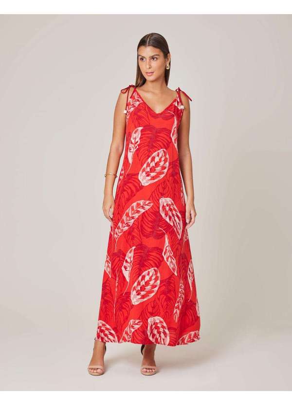 Zinzane - Vestido Longo Estampado Nicole - Vermelho Vermelho