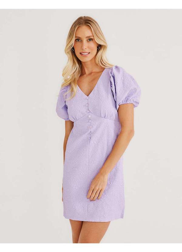 Zinzane - Vestido Texturas Manga Bufante - Lilas Roxo 5